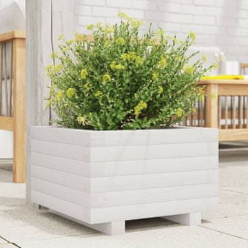 Vidaxl Vrtna žardinjera bijela 40x40x26,5 cm masivni borov drvo