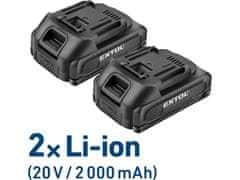Extol Craft Akumulatorska bušilica/odvijač 402450, BRUSHLESS, 20V Li-ion, 2×2Ah