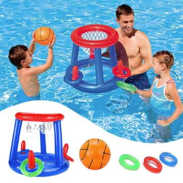 Cool Mango napuhujući košarkaški koš za bazen, vodna igra s košarkaškim obručem, PVC, plavi - Ringy