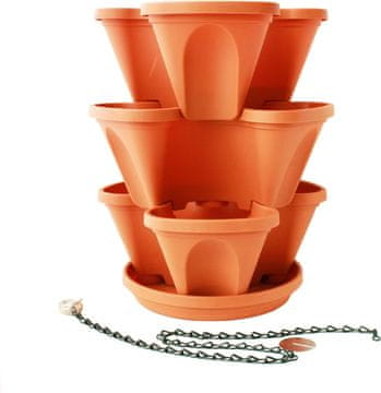 HOME & MARKER® Zložljive tegle za cvijeće, 3 kom + podstavak, opečene (terakota) | PLANTUP