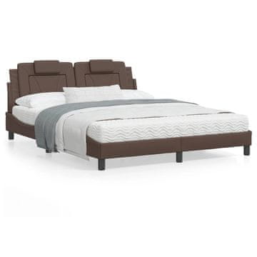 Vidaxl Okvir za krevet s LED rasvjetom smeđi 160x200 cm umjetna koža