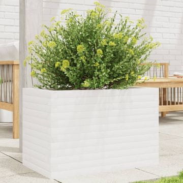 Vidaxl Vrtna žardinjera bijela 70x40x45,5 cm masivni borov drvo