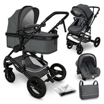 Kiduku Kombinirana kolica 3u1 Siva/Crna