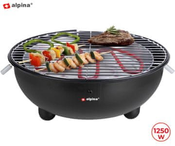 Alpina BBQ električni roštilj, 1250 W, vanjska+unutarnja upotreba