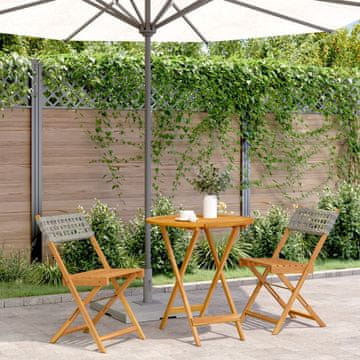 Vidaxl Bistro set od 3 dijela, sivi PE ratan i drvo