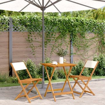 Vidaxl Bistro set od 3 dijela, krem tkanina i drvo