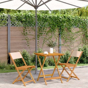 Vidaxl Bistro set od 3 dijela, bež tkanina i drvo