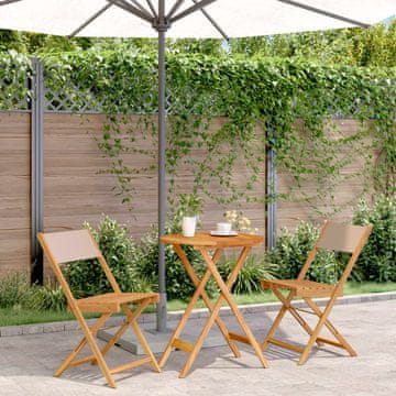 Vidaxl Bistro set od 3 dijela, taupe tkanina i drvo