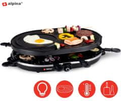 Alpina Grill električni roštilj, 1200 W, glatka + rebrasta ploča
