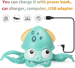 JOJOY® Puzajuća interaktivna hobotnica igračka za bebe, svjetleća i glazbena s efektima | CRAWLTOPUS