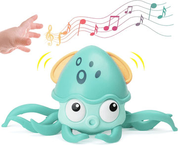 JOJOY® Puzajuća interaktivna hobotnica igračka za bebe, svjetleća i glazbena s efektima | CRAWLTOPUS