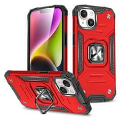 WOZINSKY Ring Armor maskica s držačem za prst za iPhone 15 Plus, crvena