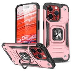 WOZINSKY Ring Armor maskica za iPhone 15 Pro u ružičasto-zlatnoj boji s prstenom za prst