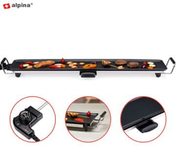 Alpina Teppanyaki Grill električna ploča za roštilj, 2000 W, 100x22 cm