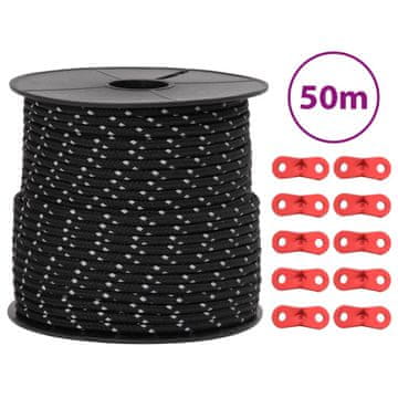 Vidaxl Šatorsko uže sa zatezačima, reflektirajući elementi, 50 m, 4 mm