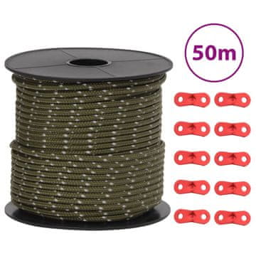 Vidaxl Šatorsko uže sa zatezačima, reflektirajući elementi, 50 m, 4 mm