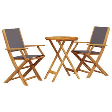 Vidaxl 3-dijelni bistro set od tkanine i masivnog drva antracit