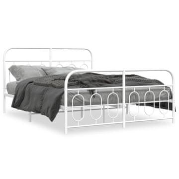 Vidaxl Metalni okvir kreveta s uzglavljem i podnožjem bijeli 135x190 cm
