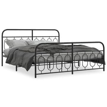 Vidaxl Metalni okvir kreveta s uzglavljem i podnožjem crni 183x213 cm