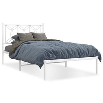 Vidaxl Metalni okvir kreveta s uzglavljem bijeli 107x203 cm