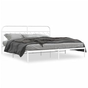 Vidaxl Metalni okvir kreveta s uzglavljem bijeli 200x200 cm
