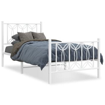 Vidaxl Metalni okvir kreveta s uzglavljem i podnožjem bijeli 75x190 cm