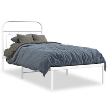 Vidaxl Metalni okvir kreveta s uzglavljem bijeli 80x200 cm