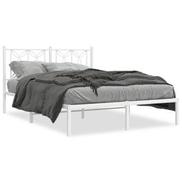 Vidaxl Metalni okvir kreveta s uzglavljem bijeli 135x190 cm