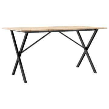 Vidaxl Blagovaonski stol X-oblika 140x80x75 cm od borovine i čelik