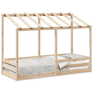 Vidaxl Dječji okvir za krevet s baldahinom 75x190 cm borovina