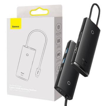 BASEUS Hub 6w1 Baseus Lite Series USB-C na 2x USB 3.0 + USB-C PD + HDMI + SD/TF (crni)