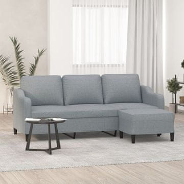 Vidaxl Trosjed s tabureom, svijetlosiva, 180 cm, tkanina