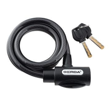 Gerda Biciklistička brava s kabelom, crna, okruglo fleksibilno tijelo 1200/8V - MP BL 33648