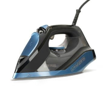 Iron Black+Decker BXIR2801E glačalo, kerilijsko dno, 2800 W, plava/crna