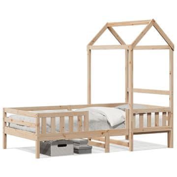 Vidaxl Okvir kreveta s baldahinom 75x190 cm Masivni borov drvo