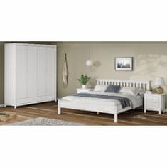 eoshop Bračni krevet TORINO 180x200 cm, masivna borovina, bijeli lak