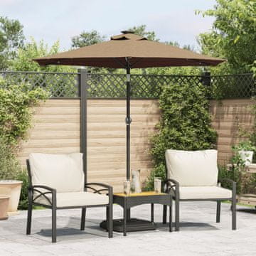 Vidaxl LED vrtni suncobran, čelični stup, taupe, 225x225x212 cm