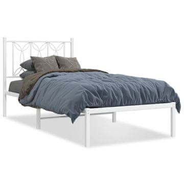 Vidaxl Metalni okvir kreveta s uzglavljem bijeli 90x200 cm