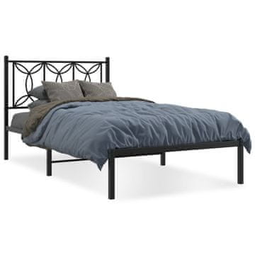 Vidaxl Metalni okvir kreveta s uzglavljem crni 100x200 cm