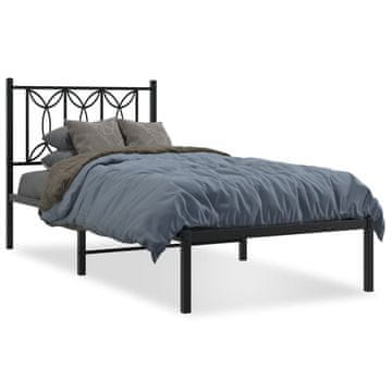 Vidaxl Metalni okvir kreveta s uzglavljem crni 90x200 cm