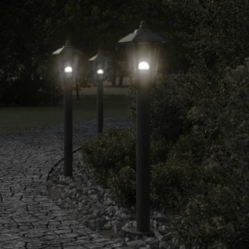 Vidaxl Vrtne svjetiljke, set od 3, crne, 80 cm, nehrđajući čelik