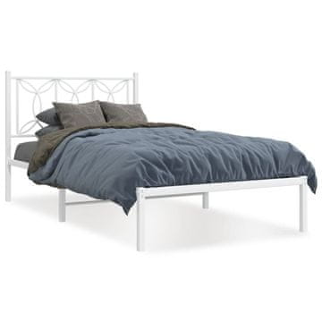 Vidaxl Metalni okvir kreveta s uzglavljem bijeli 100x190 cm