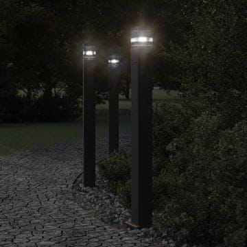 Vidaxl Vanjske podne lampe s grlom, 3 kom, crne, 110 cm