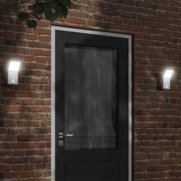 Vidaxl LED vanjske zidne svjetiljke sa senzorom, 2 kom., bijele, aluminijske