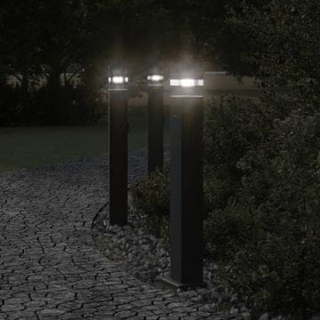 Vidaxl Vanjske podne lampe s grlom, 3 kom, crne, 80 cm