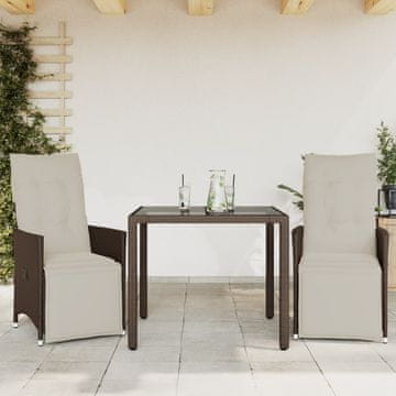 Vidaxl Vrtni bistro set od 3 dijela, smeđi, poliratan