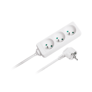 Rebel Produžni kabel bijeli Rebel 3 utičnice, kabel 3m (3x1,5mm), bez prekidača