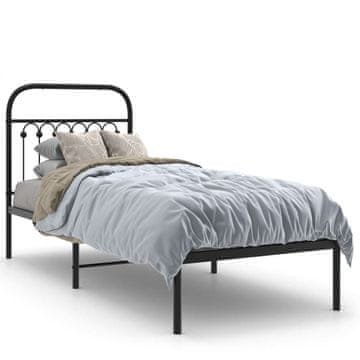 Vidaxl Metalni okvir kreveta s uzglavljem crni 75x190 cm