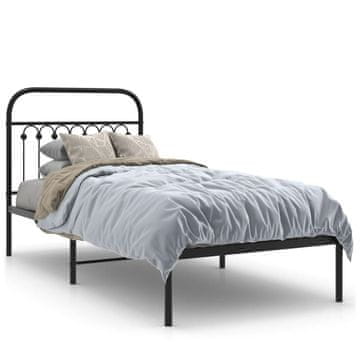 Vidaxl Metalni okvir kreveta s uzglavljem crni 90x200 cm