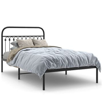 Vidaxl Metalni okvir kreveta s uzglavljem crni 107x203 cm
